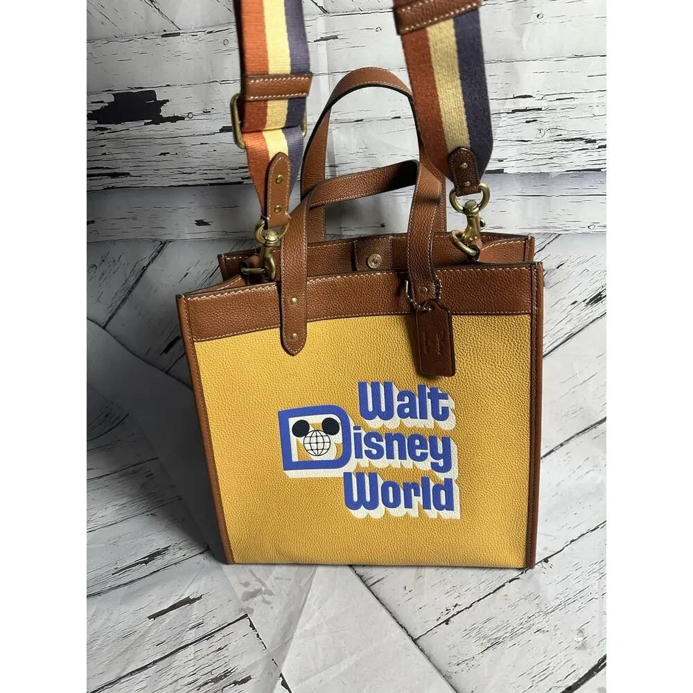 Disney x Coach Field Tote Walt Disney World 50th Leather Bag C8551 Honeycomb